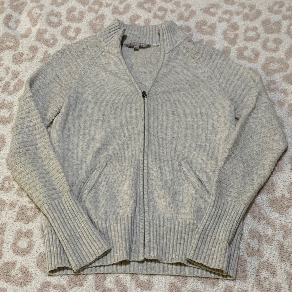 Royal Robbins Full Zip Sweater Oatmeal Gray Merino Wool Linen Blend XS